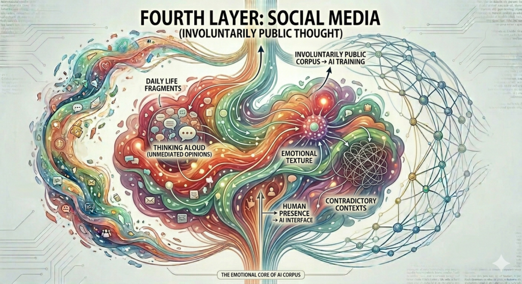 AI is Education: The Organism That Built Itself 4 The fourth layer of AI training data: social media and involuntarily public thought